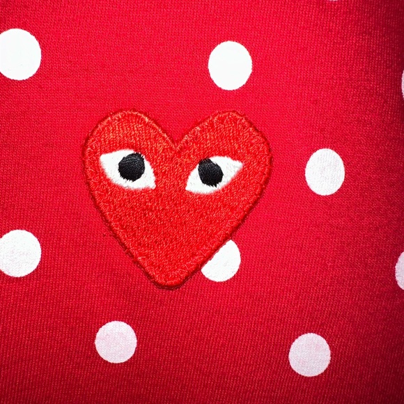 COMME des Garçons PLAY Red polka dot heart long sleeve tee t-shirt size M Japan - Picture 4 of 8